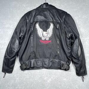 Jafrum Motorcycle Gear Jacket Men XL Black Zip Out Liner Nylon Shell Embroidered
